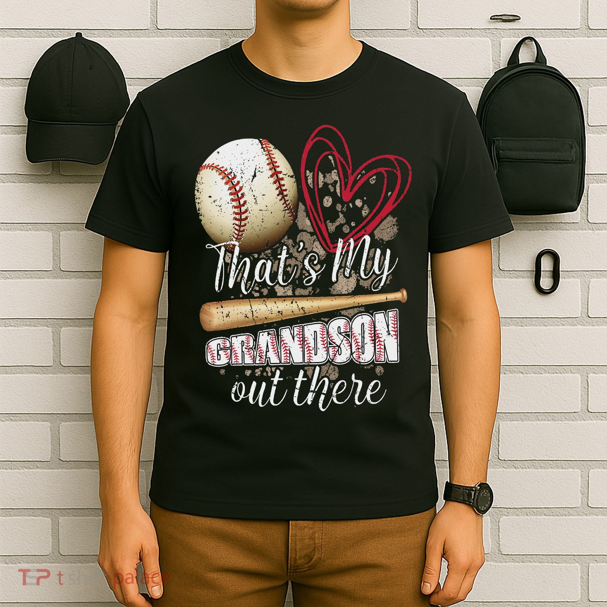 Thats My Grandson Out There Cool Family Baseball Biggest Fan T-Shirt