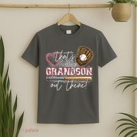 That's My Grandson Out There Proud Baseball Grandparent T-Shirt thumb 2