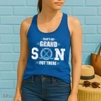 That's My Grandson Out There Ice Hockey Grandma Grandpa Gift Women's Tank Top thumb 2