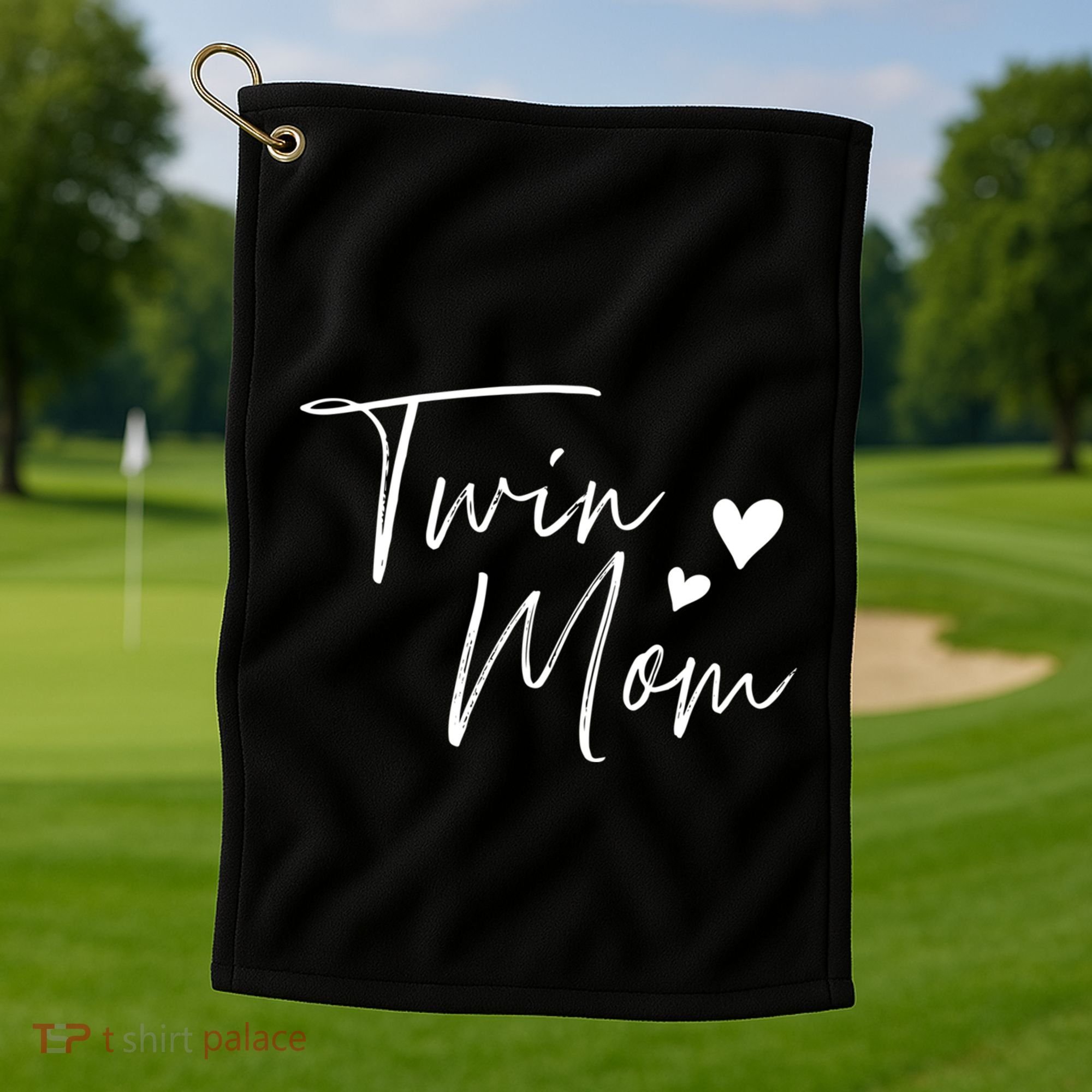Twin Mom Hearts Gift Golf Towel
