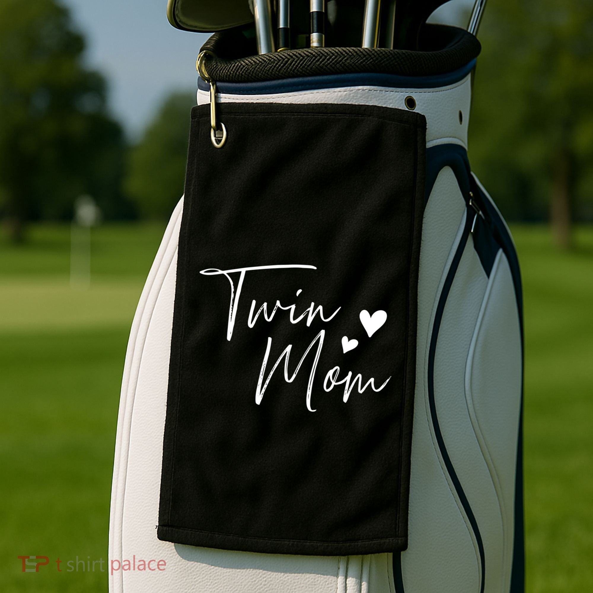 Twin Mom Hearts Gift Golf Towel