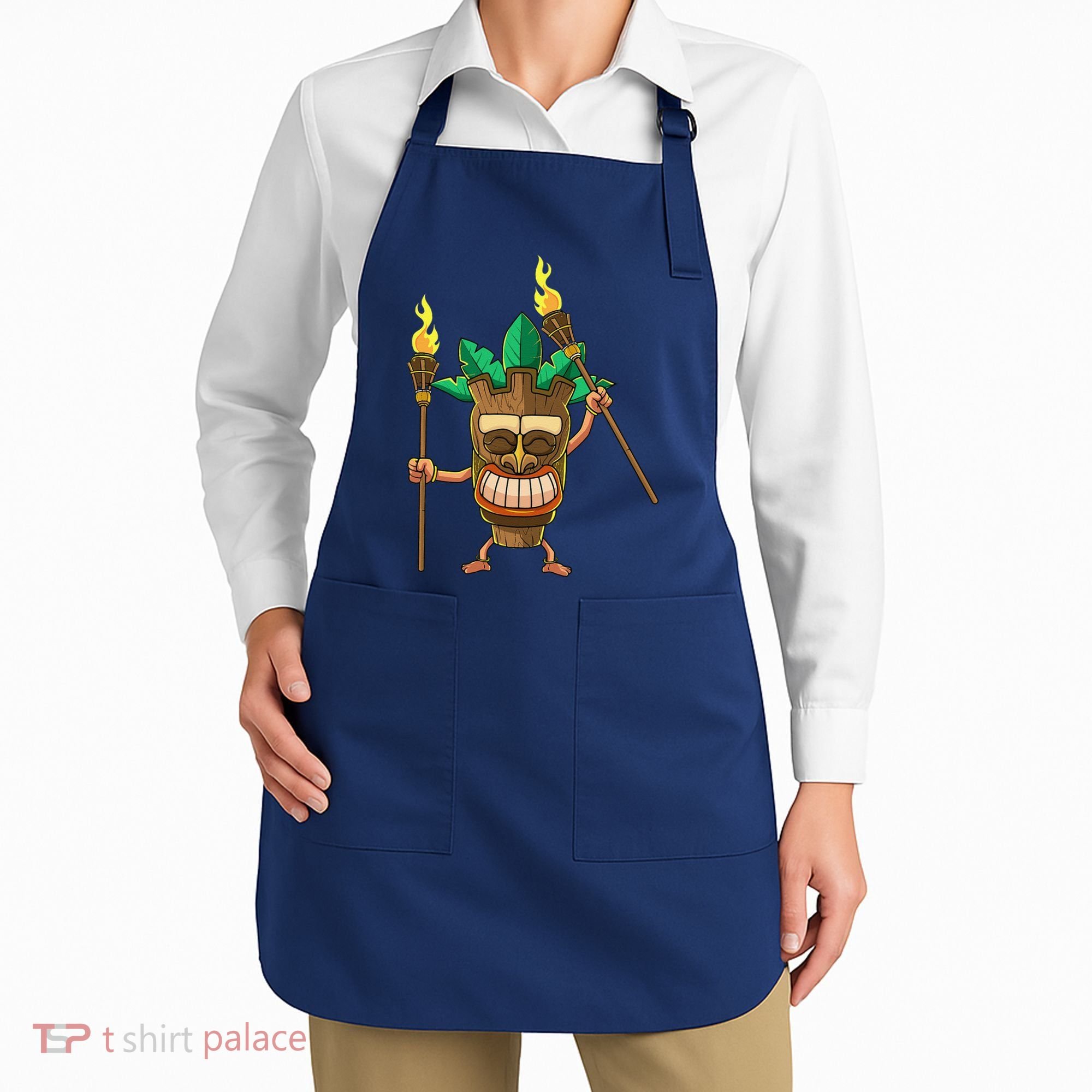 Tiki Man Hawaiian Summer Tropical Luau Party Apron