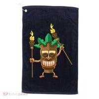 Tiki Man Hawaiian Summer Tropical Luau Party Golf Towel thumb 0
