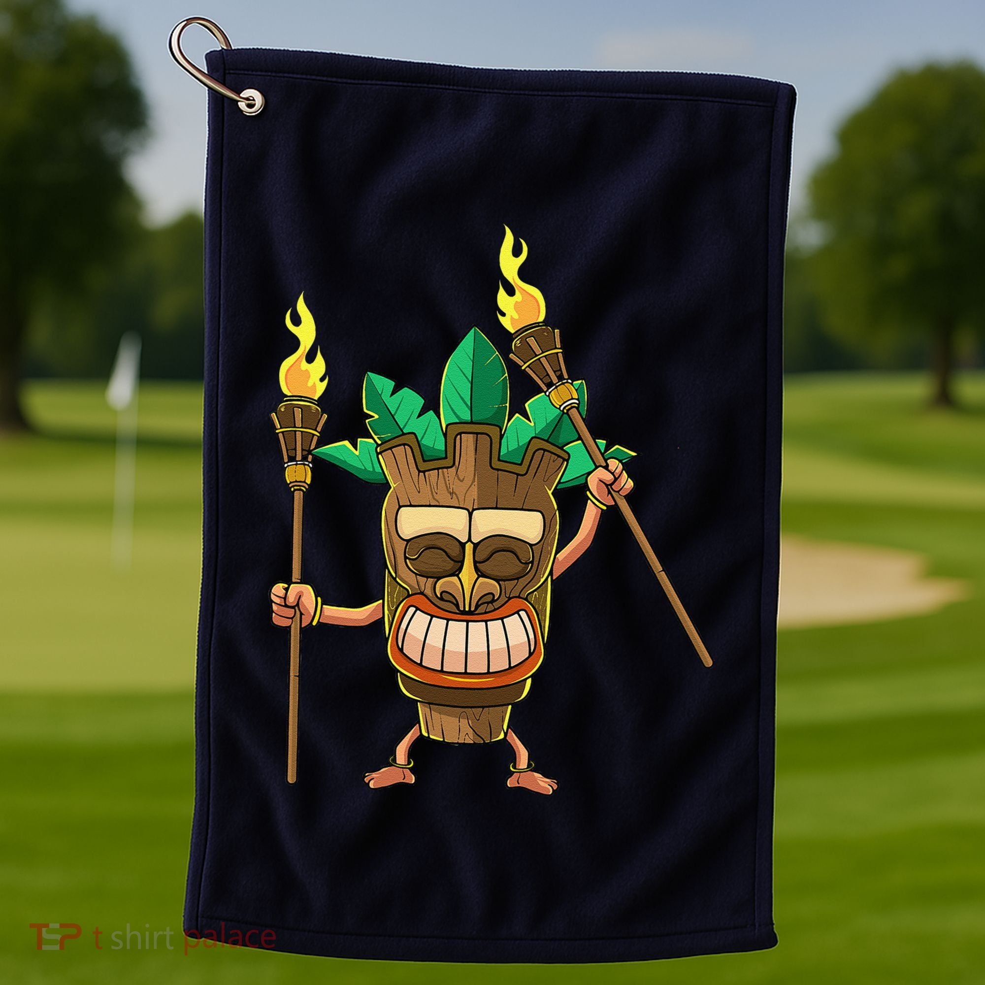 Tiki Man Hawaiian Summer Tropical Luau Party Golf Towel