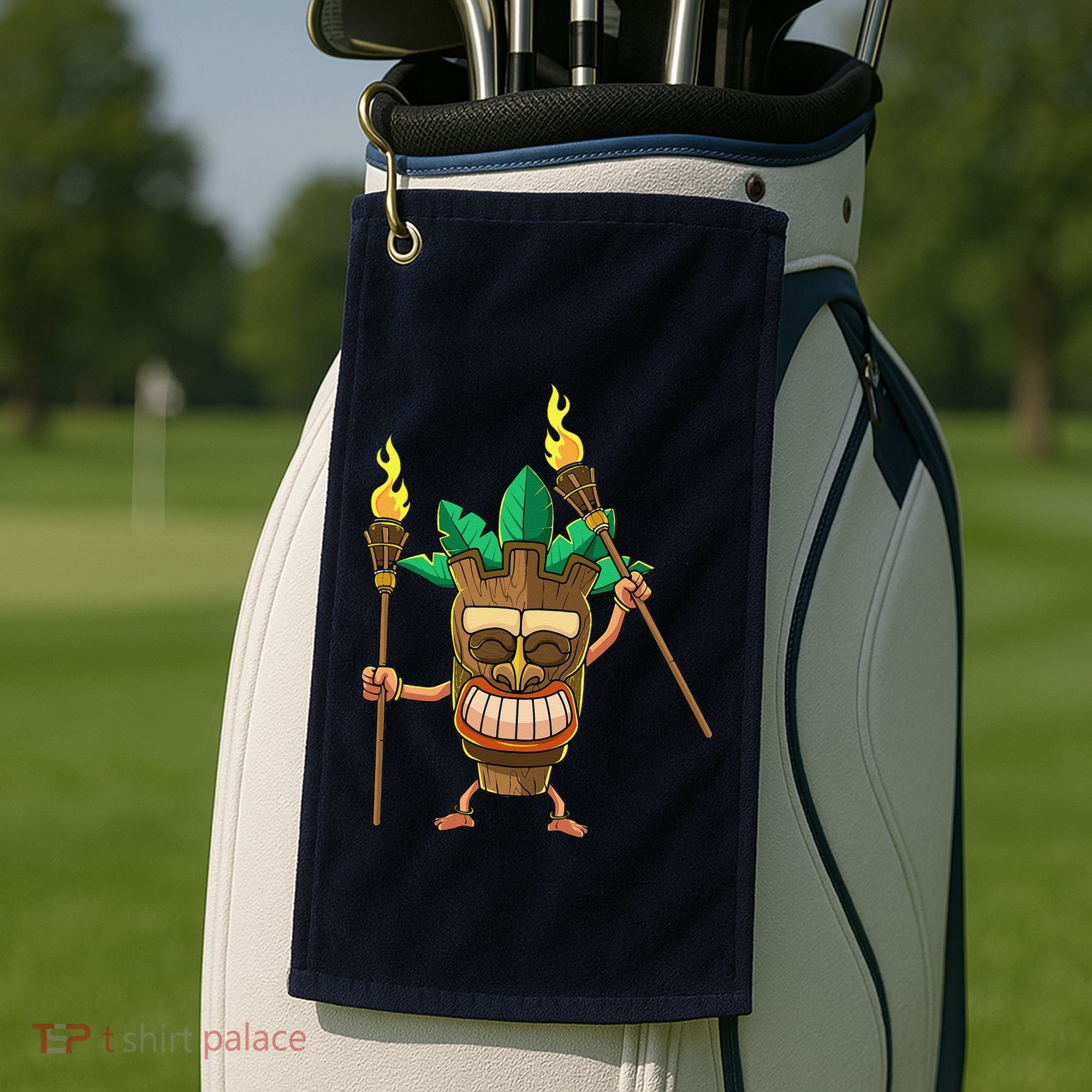 Tiki Man Hawaiian Summer Tropical Luau Party Golf Towel