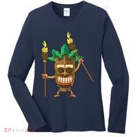 Tiki Man Hawaiian Summer Tropical Luau Party Women's Long Sleeve Shirt thumb 0