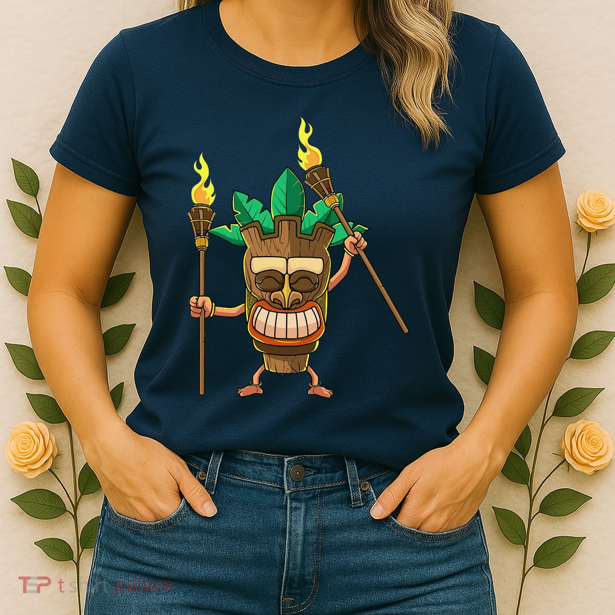 Tiki Man Hawaiian Summer Tropical Luau Party Women's T-Shirt