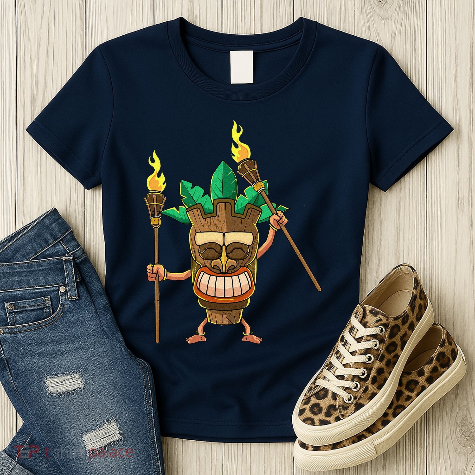 Tiki Man Hawaiian Summer Tropical Luau Party Women's T-Shirt