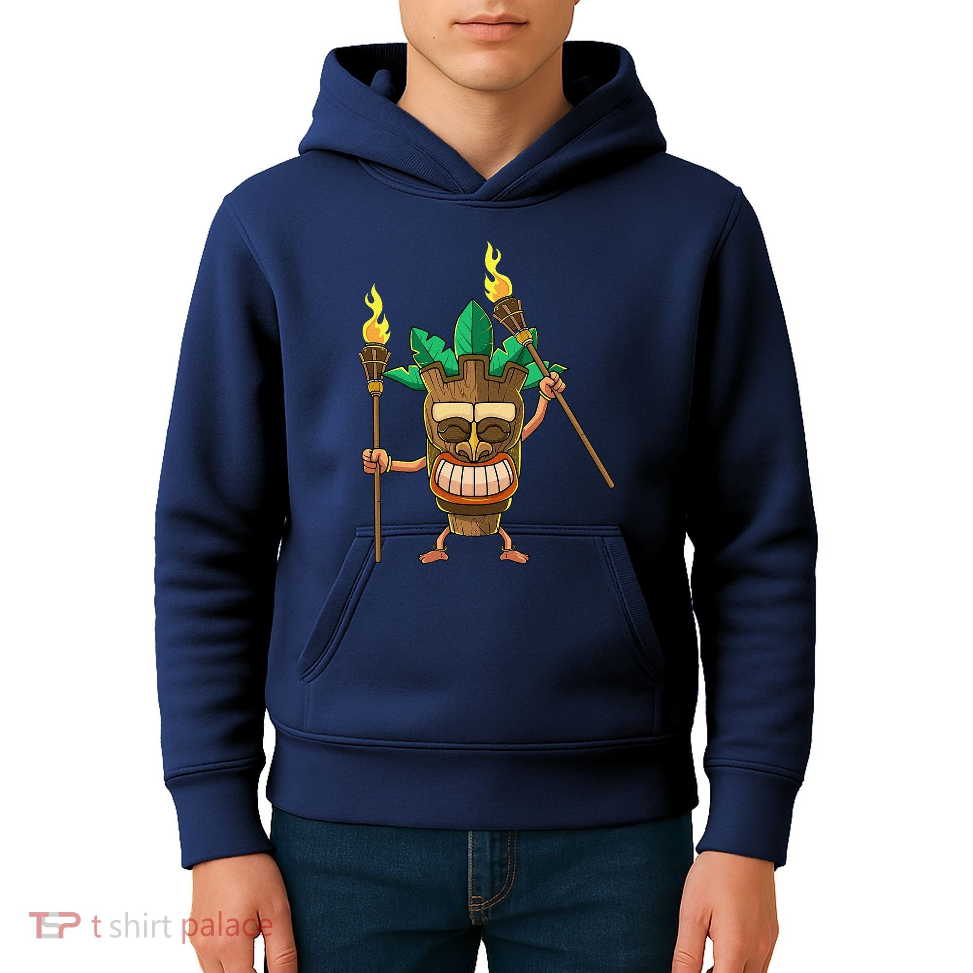 Tiki Man Hawaiian Summer Tropical Luau Party Kids Hoodie