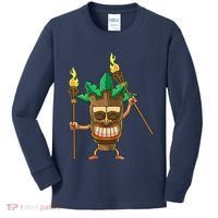 Tiki Man Hawaiian Summer Tropical Luau Party Kids Long Sleeve Shirt thumb 0