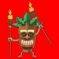 Tiki Man Hawaiian Summer Tropical Luau Party Santa Hat thumb 1