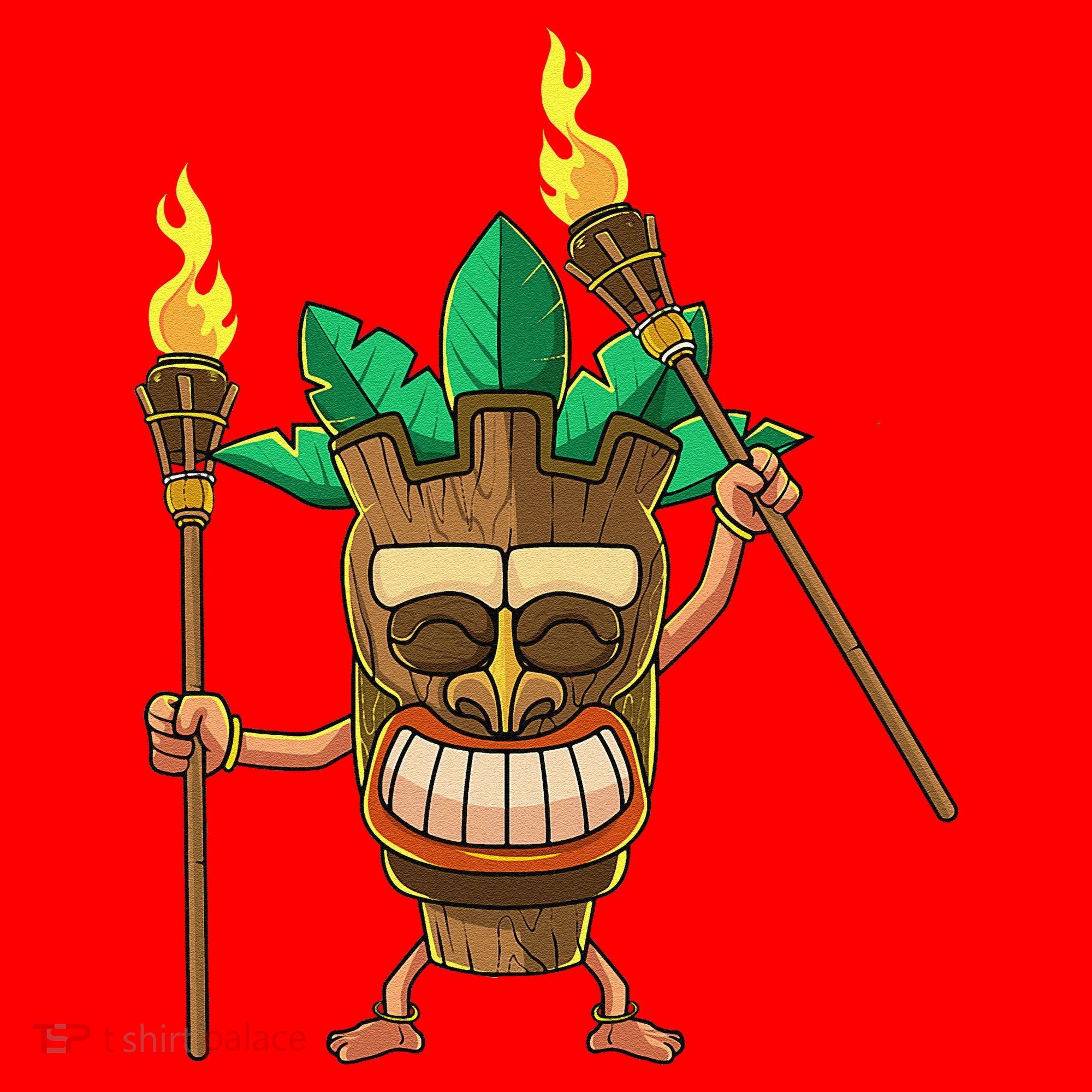 Tiki Man Hawaiian Summer Tropical Luau Party Santa Hat