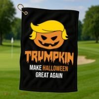Trumpkin Make Halloween Great Again Funny Pro Trump Golf Towel thumb 1