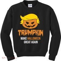 Trumpkin Make Halloween Great Again Funny Pro Trump Kids Sweatshirt thumb 0