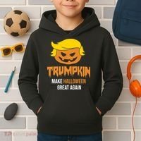 Trumpkin Make Halloween Great Again Funny Pro Trump Kids Hoodie thumb 2