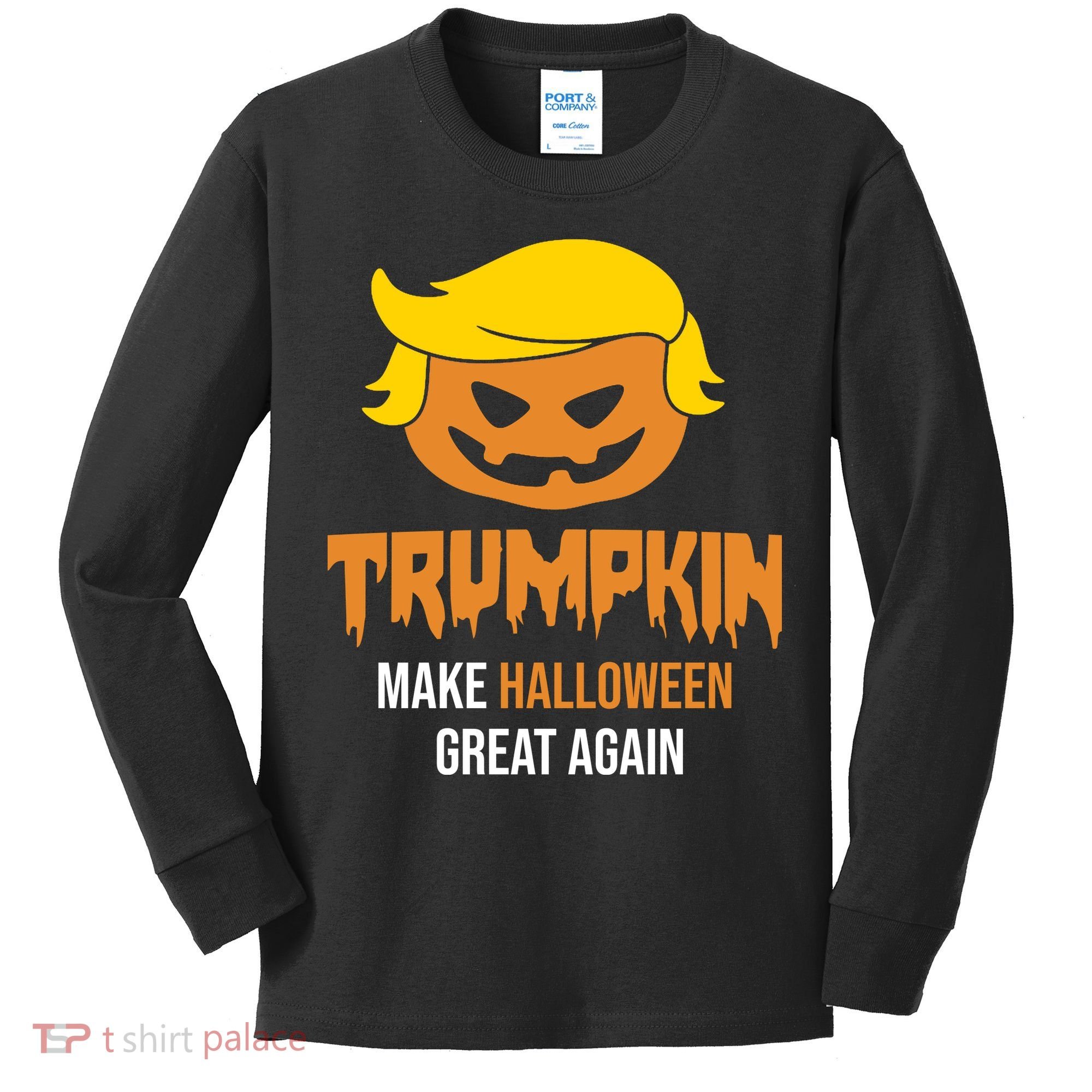 Trumpkin Make Halloween Great Again Funny Pro Trump Kids Long Sleeve Shirt