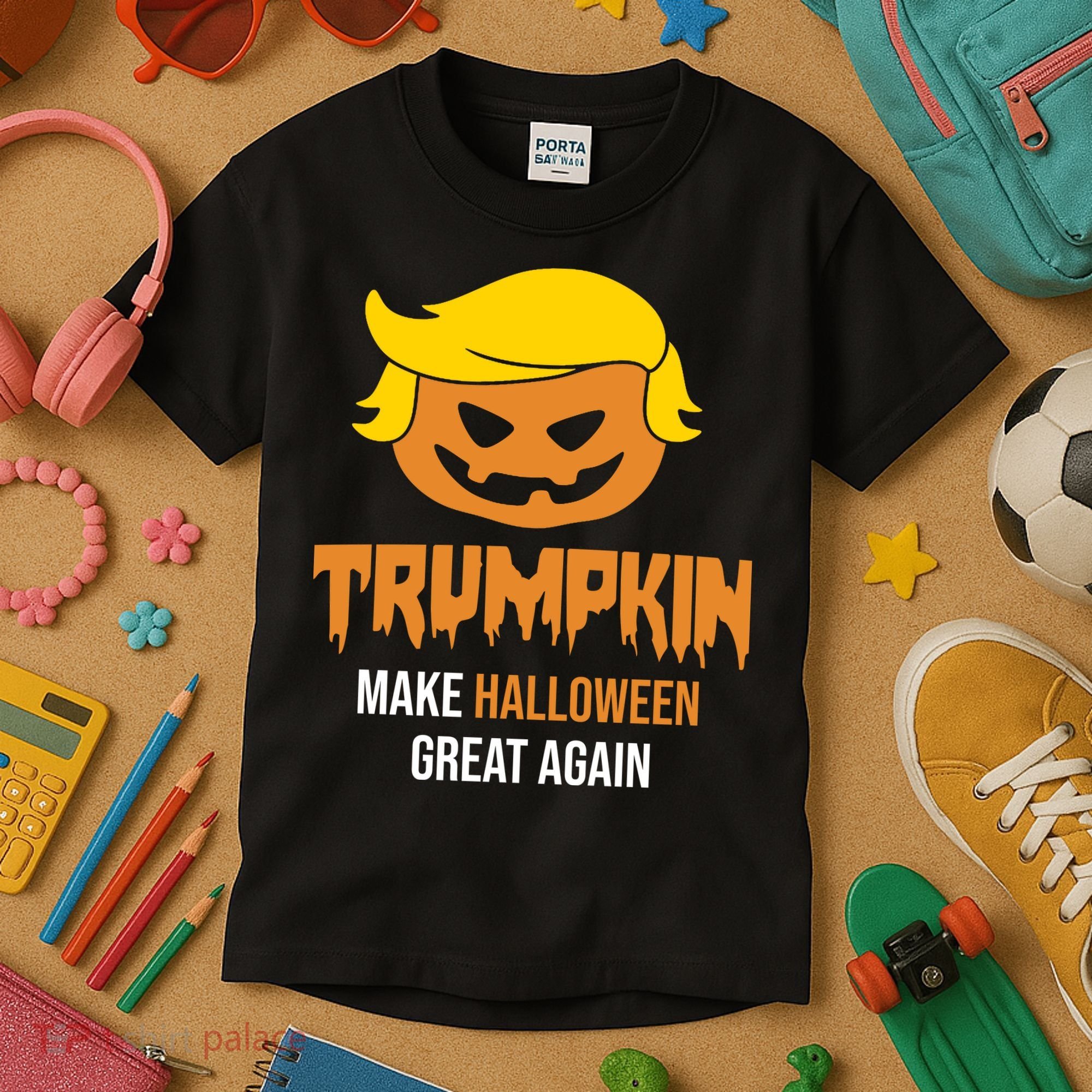 Trumpkin Make Halloween Great Again Funny Pro Trump Kids T-Shirt