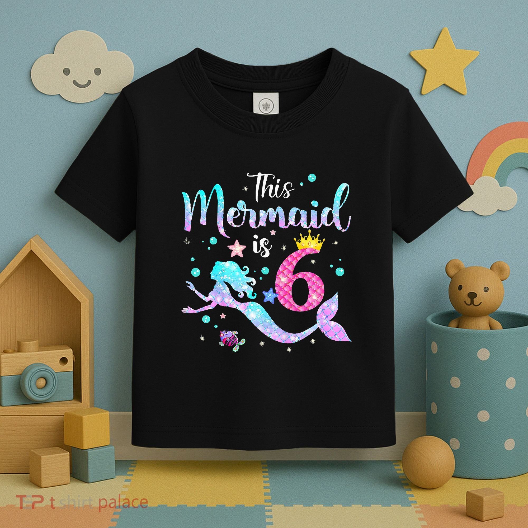 This Mermaid Is 6th Birthday Daughter Toddler T-Shirt