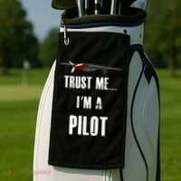 Trust Me I'm A Pilot Funny Aviation Flying Gift Golf Towel thumb 2