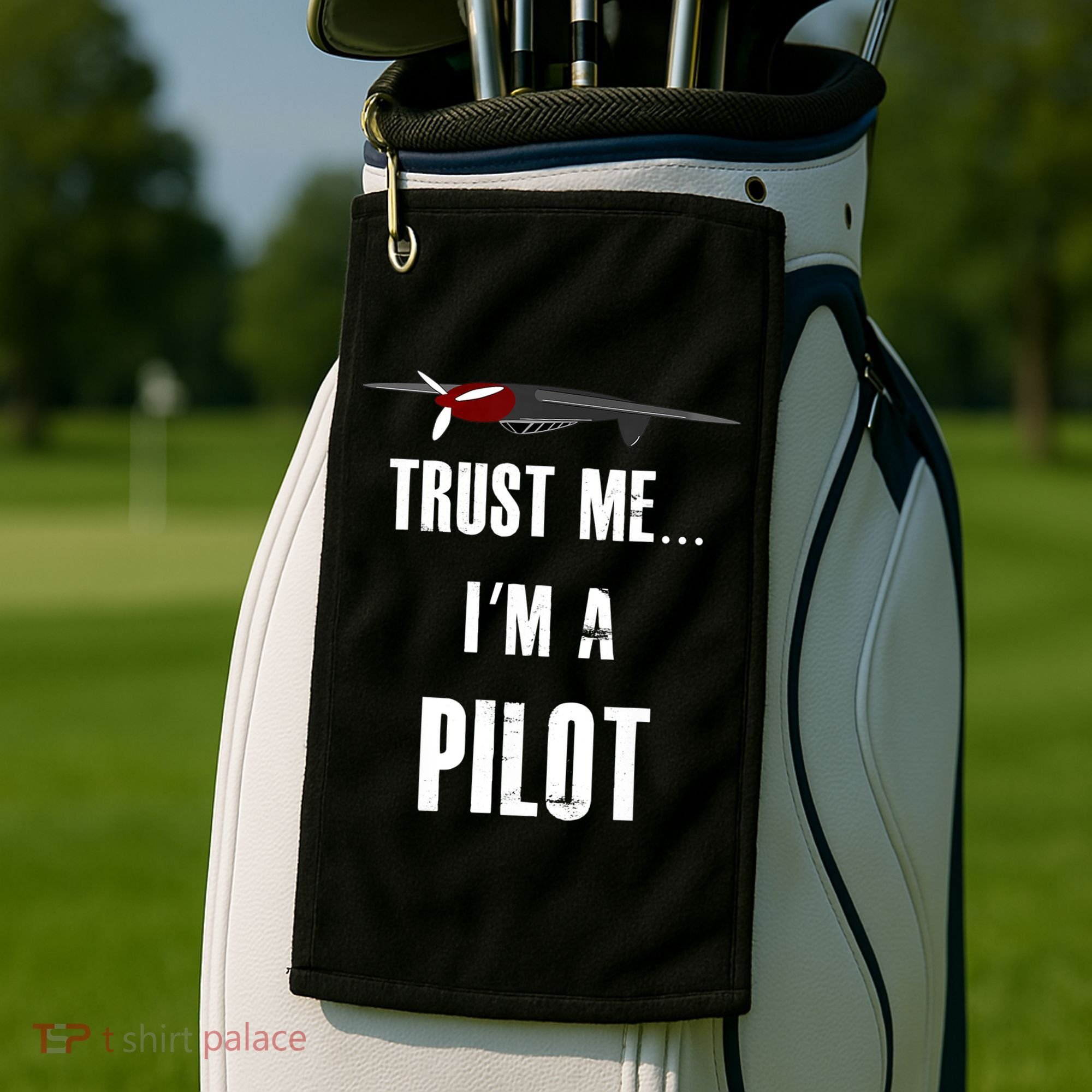 Trust Me I'm A Pilot Funny Aviation Flying Gift Golf Towel