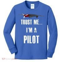Trust Me I'm A Pilot Funny Aviation Flying Gift Kids Long Sleeve Shirt thumb 0