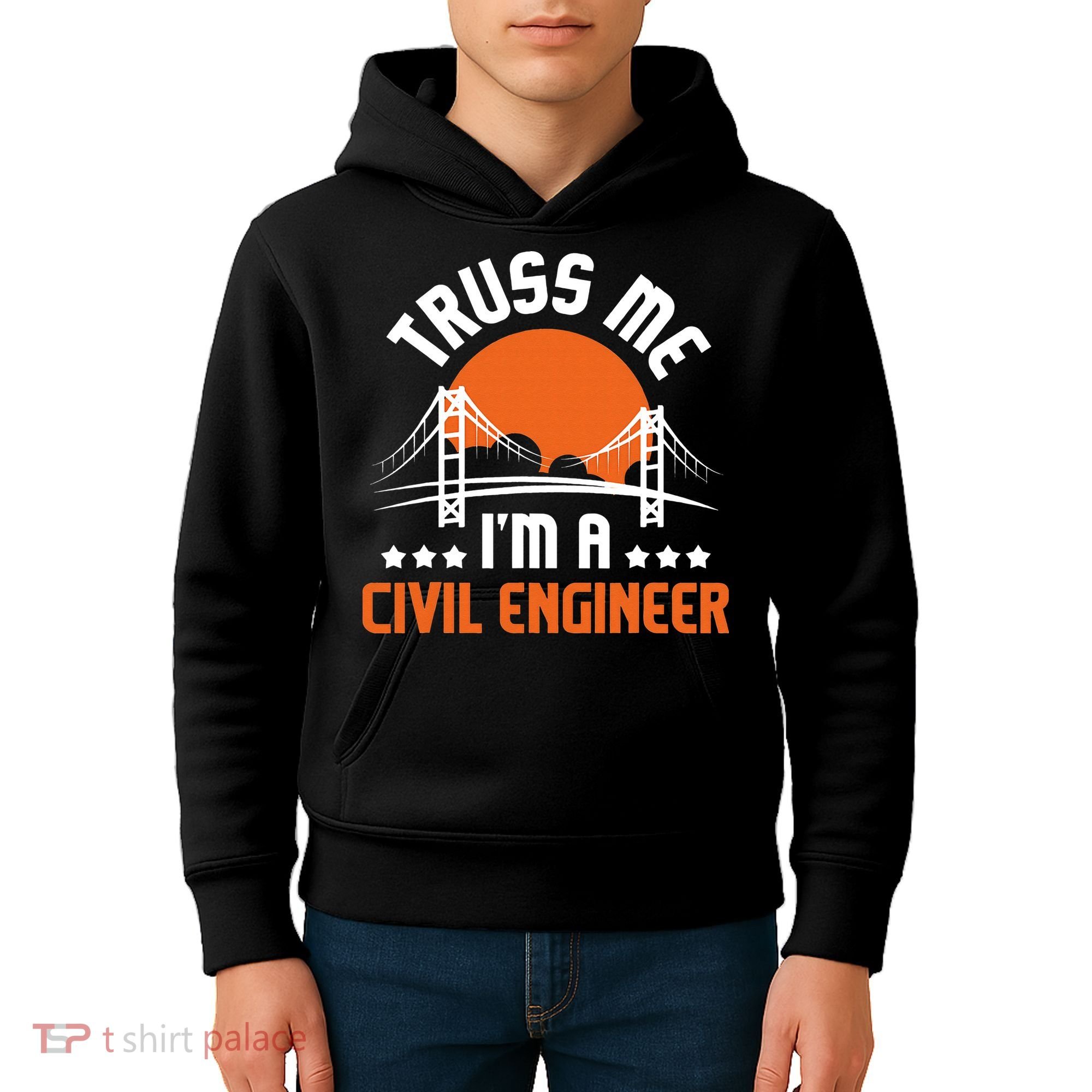 Truss Me I'm A Civil Engineer Bridge Builder Construction Kids Hoodie