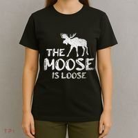The Moose Is Loose Funny Wildlife Animal Canadian Elk Moose T-Shirt thumb 4