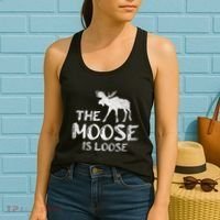The Moose Is Loose Funny Wildlife Animal Canadian Elk Moose Women's Tank Top thumb 2