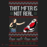 That Mf Is Not Real Santa On Chair Ugly Christmas Sweater  Hat thumb 2