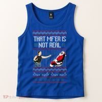 That Mf Is Not Real Santa On Chair Ugly Christmas Sweater  Tank Top thumb 2