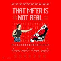 That Mf Is Not Real Santa On Chair Ugly Christmas Sweater  Santa Hat thumb 1