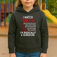 Trust Me I'm Basically A Surgeon Gift Funny Medical Tv Drama Great Gift Kids Hoodie thumb 3