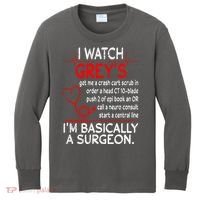 Trust Me I'm Basically A Surgeon Gift Funny Medical Tv Drama Great Gift Kids Long Sleeve Shirt thumb 0