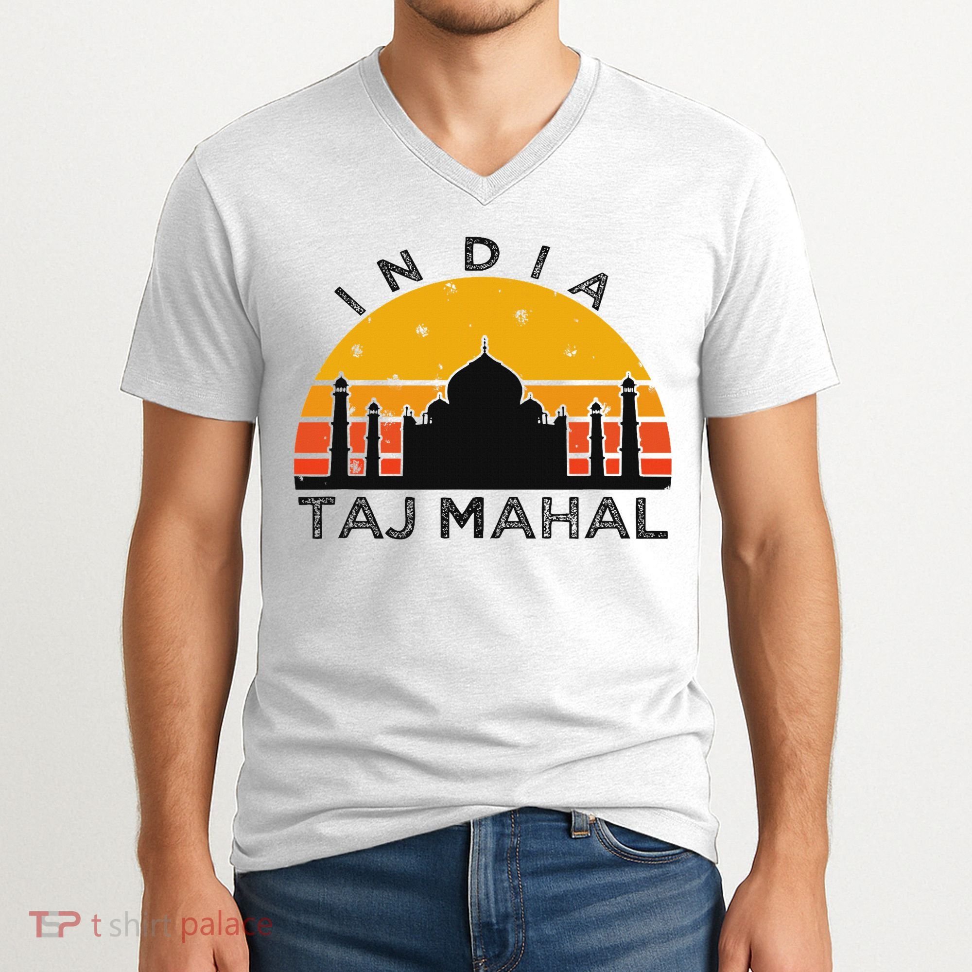 Taj Mahal India Gift Indian Travel Souvenir V-Neck T-Shirt