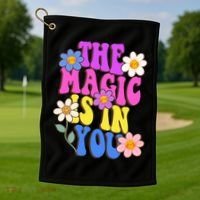 The Magic Is In You Floral Groovy Cute Golf Towel thumb 1