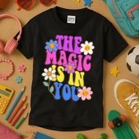 The Magic Is In You Floral Groovy Cute Kids T-Shirt thumb 3