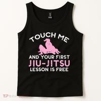 Touch Me Jiu Jitsu Lesson Free  Pink Martial Arts Gift Tank Top thumb 2