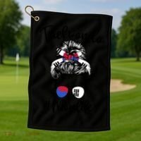 Taekwondo Mom Life Messy Hair Karate Moms Meaningful Gift Golf Towel thumb 1