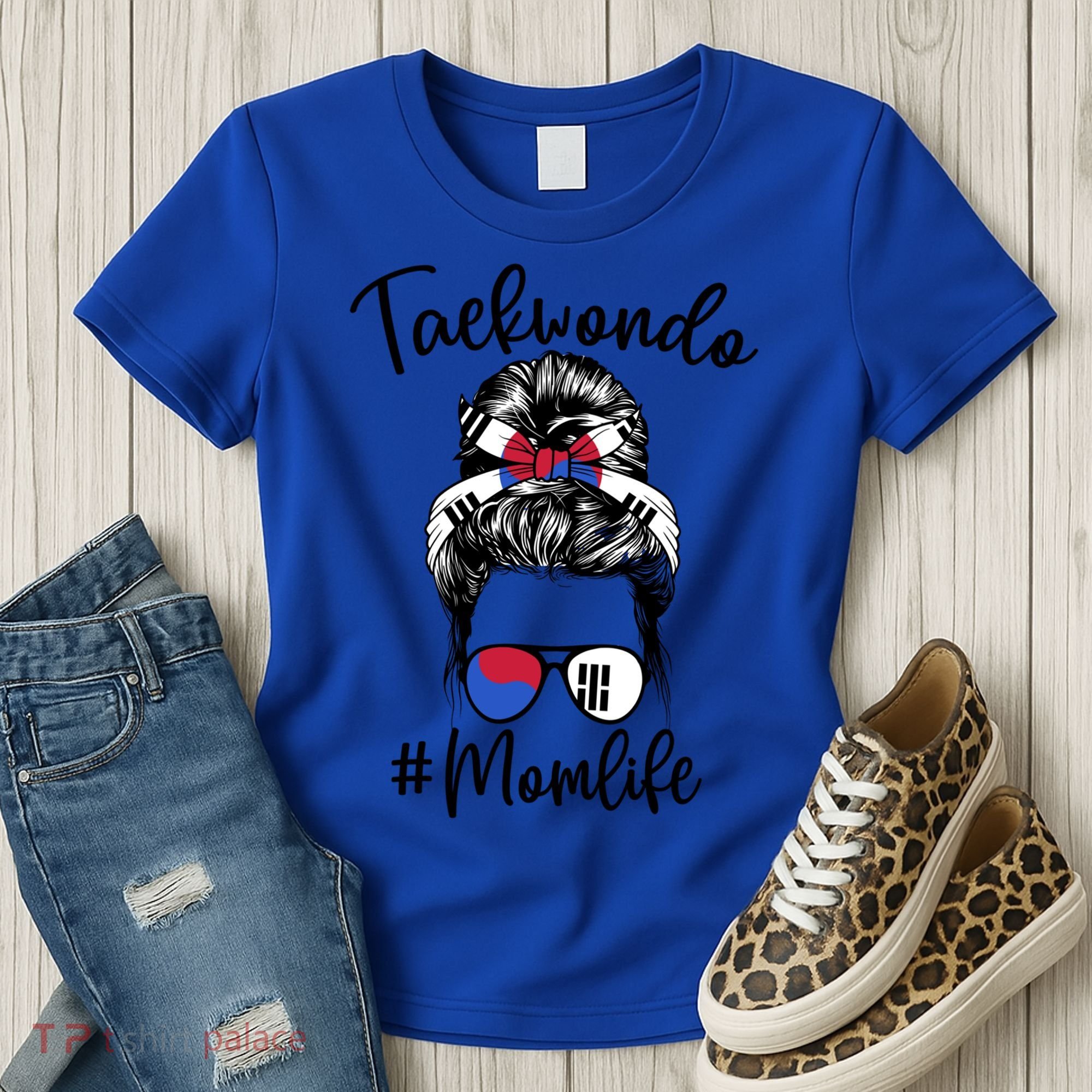 Taekwondo Mom Life Messy Hair Karate Moms Meaningful Gift Women's T-Shirt