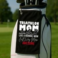Triathlon Mom Like A Normal Mom But Way More Awesome Cute Gift Golf Towel thumb 2
