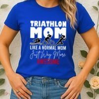 Triathlon Mom Like A Normal Mom But Way More Awesome Cute Gift Women's T-Shirt thumb 2