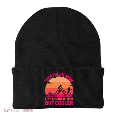 Triathlon Mom Like A Normal Mom But Cooler Triathlete Tri Gift Beanie