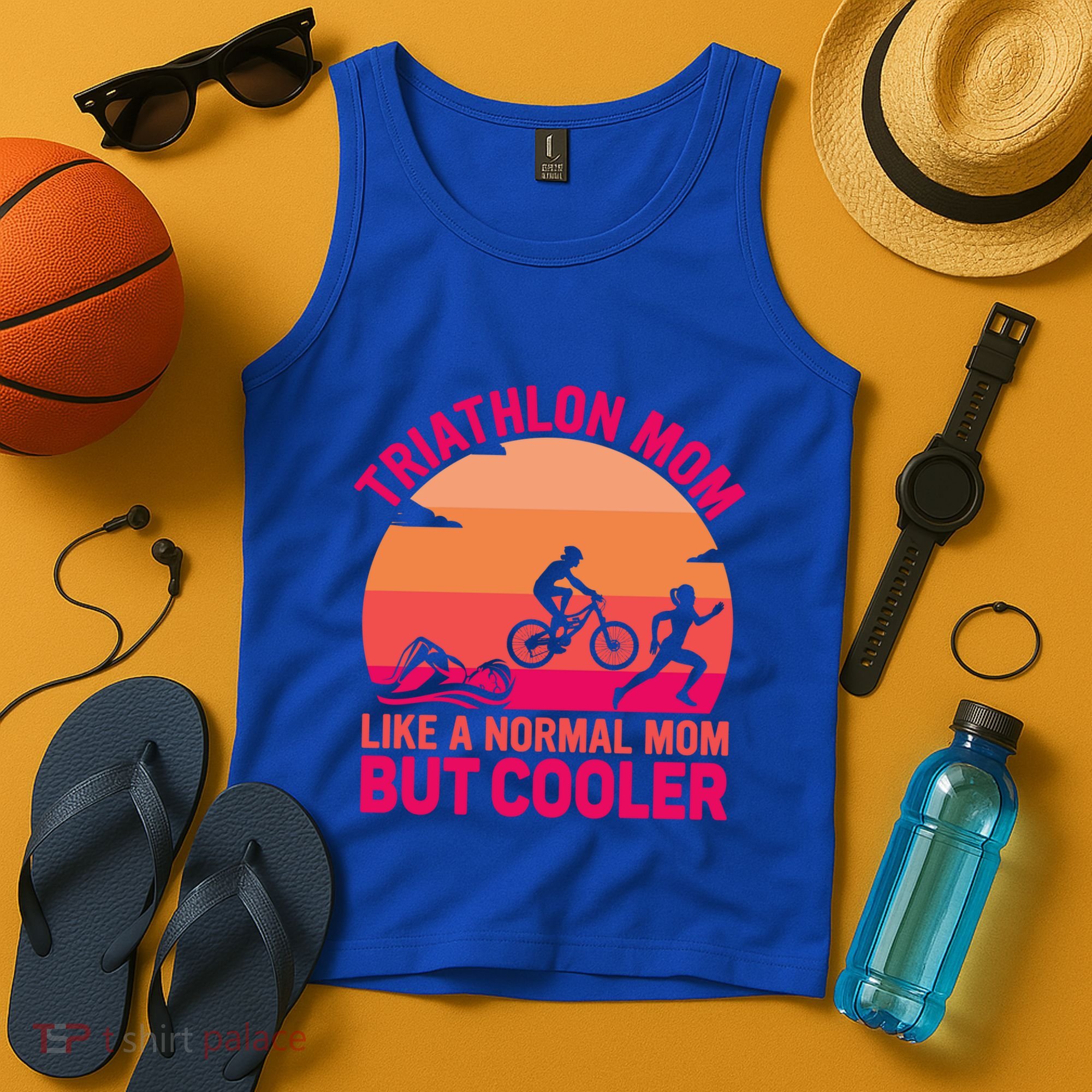 Triathlon Mom Like A Normal Mom But Cooler Triathlete Tri Gift Tank Top