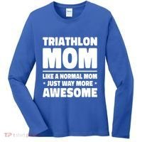 Triathlon Mom Like A Normal Mom Just Way More Awesome Sport Gift Women's Long Sleeve Shirt thumb 0