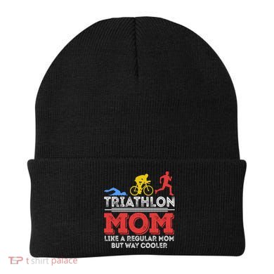 Triathlon Mom Like A Regular Mom But Cooler Triathlon Mom Gift Beanie