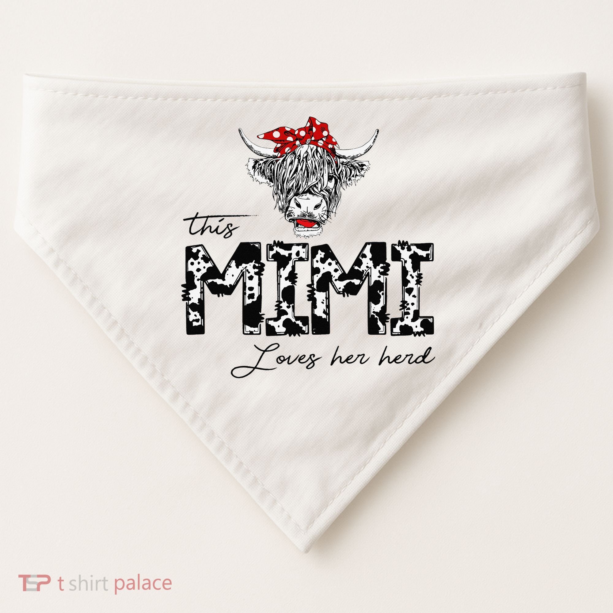 This Mimi Loves Her Herd Cow Mother's Day USA-Made Doggie Bandana