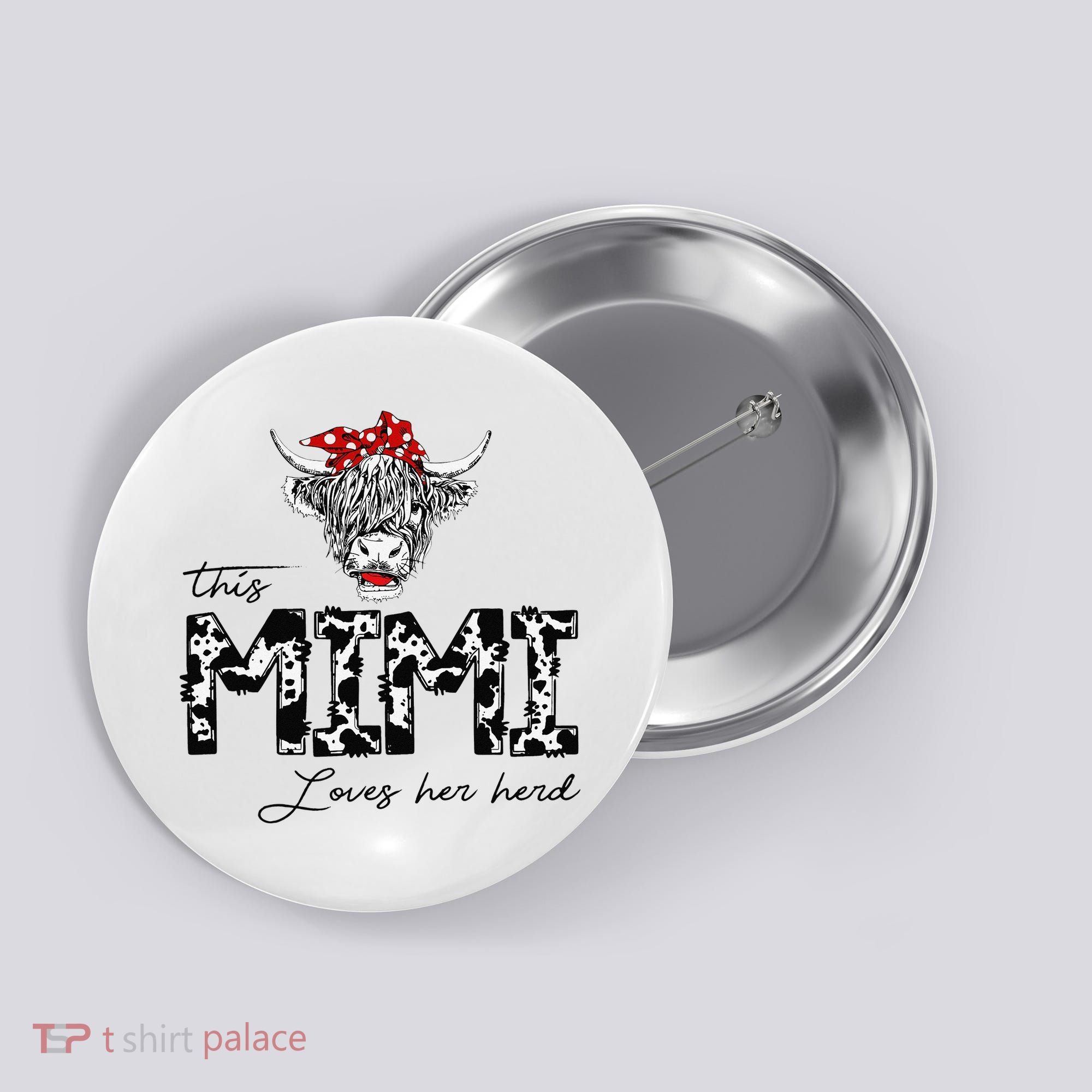 This Mimi Loves Her Herd Cow Mother's Day Button
