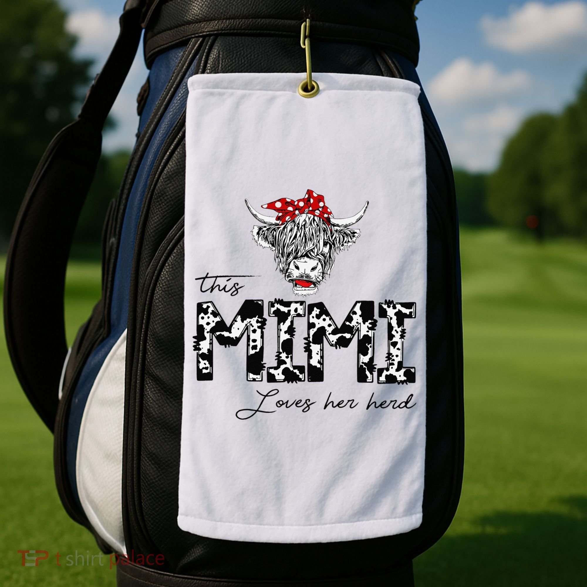 This Mimi Loves Her Herd Cow Mother's Day Golf Towel