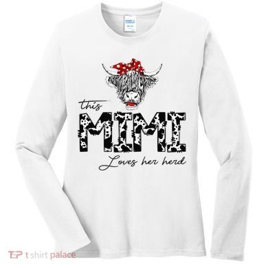 This Mimi Loves Her Herd Cow Mother's Day Women's Long Sleeve Shirt