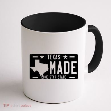 Texas Made Lone Star License Plate Coffee Mug back
